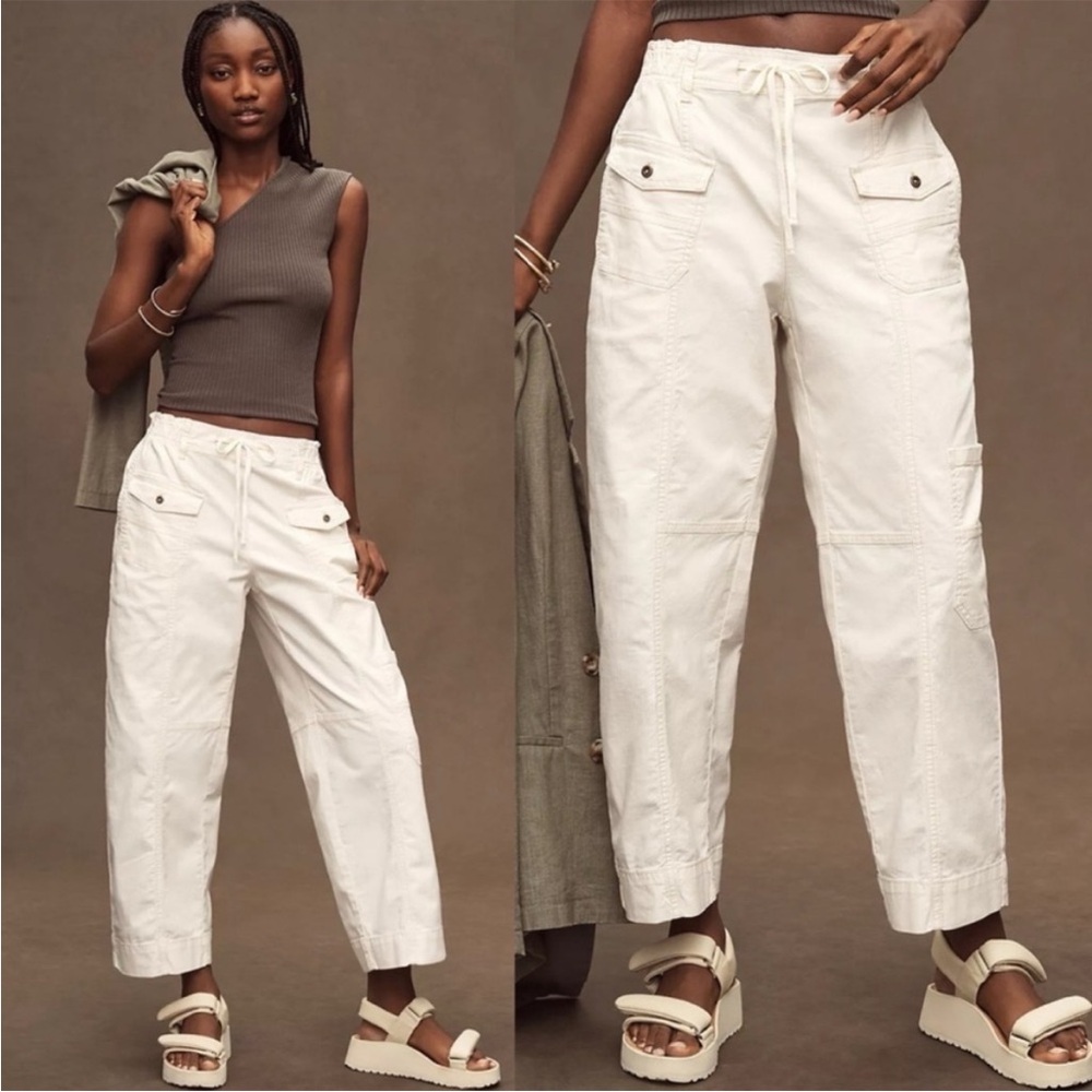 Anthropologie White Utility Cargo Pants